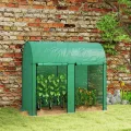 Outsunny Gartengewächshaus 2 m² Tomatengewächshaus 2 x 1 x 1,78 m 2 Rolltüren mit Reißverschluss Stahl PE hohe Dichte 140 g/m² UV-beständig grün - Thumbnail 2