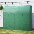 Outsunny Gartengewächshaus 2 m² Tomatengewächshaus 2 x 1 x 1,78 m 2 Rolltüren mit Reißverschluss Stahl PE hohe Dichte 140 g/m² UV-beständig grün - Thumbnail 9