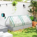 Outsunny Hochbeet mit Mini Gewächshaus, Outdoor Metall Pflanzkasten mit Abdeckung, für Kräuter und Gemüse, Nutzung für Terrasse, Garten, Balkon, Weiß und Dunkelgrau - Thumbnail 8