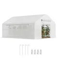 Outsunny Gartenhaus 12 m², 4 x 3 x 2 m Tunnelgewächshaus mit Rolltüren und großen Netzfenstern, Gewächshaus aus verzinktem Stahl und UV-beständigem 140 g/m² High Density PE, weiß - Thumbnail 10
