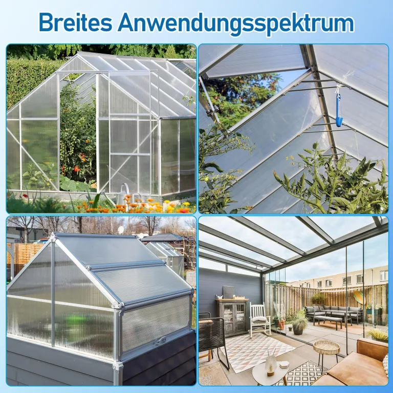 14xPolycarbonat Hohlkammerstegplatten 4mm Doppelstegplatte für Gewächshaus(60.5x121cm) 10,25 m² Gewächshausplatte UV-beständigen für Gewächshaus Garten mit 50xKlammern 50xZ-Clips – Bild 2