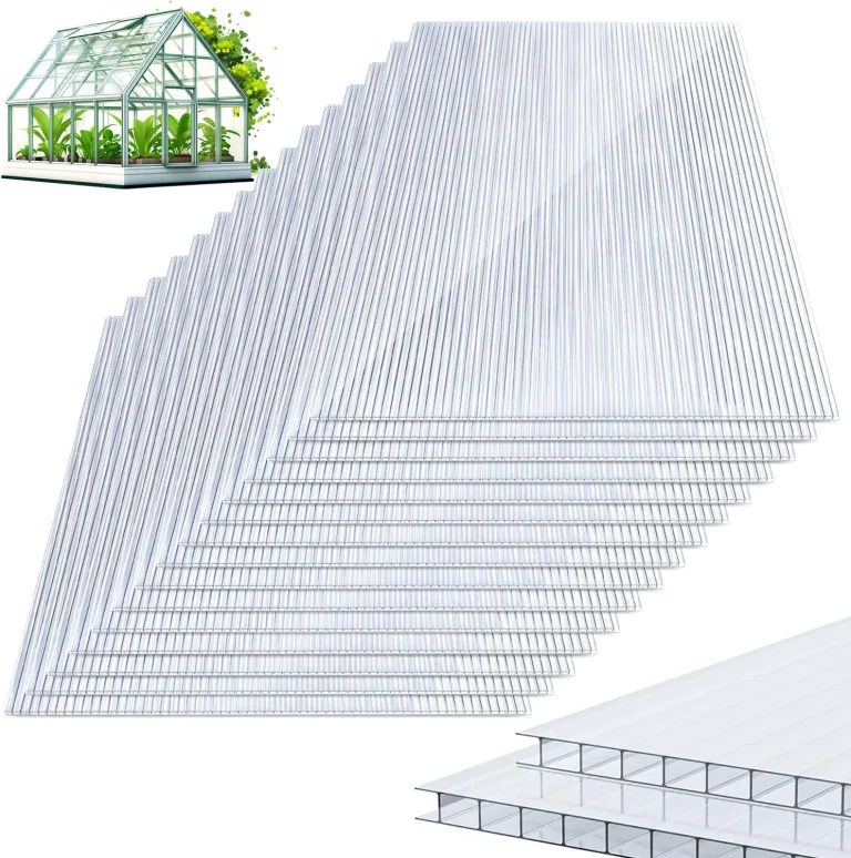14xPolycarbonat Hohlkammerstegplatten 4mm Doppelstegplatte für Gewächshaus(60.5x121cm) 10,25 m² Gewächshausplatte UV-beständigen für Gewächshaus Garten mit 50xKlammern 50xZ-Clips – Bild 1