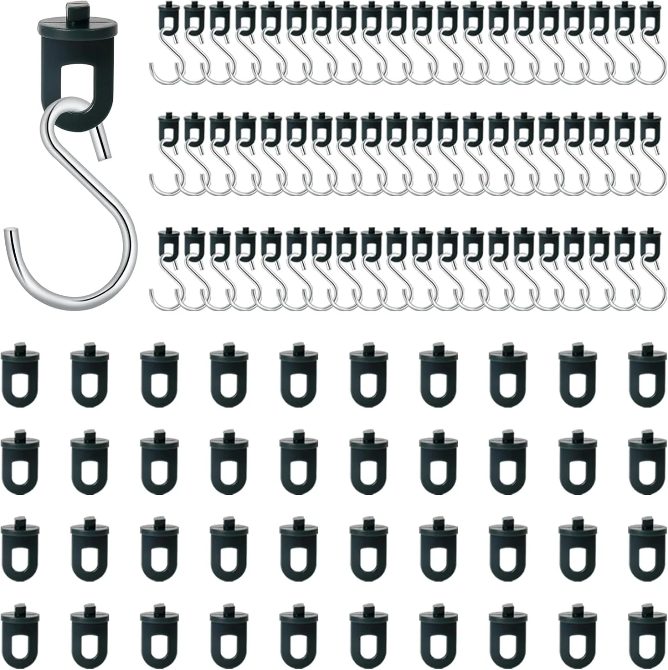 100x Gewächshausclips + 60x Haken, | Stabile Pflanzenhalter Gewächshaus Clips | Aufhängevorrichtungen für Gewächshaus | Perfekte Ösen Rankhilfe Clips Kunststoff, für Ihr Gewächshaus und Paradies - Bild 1