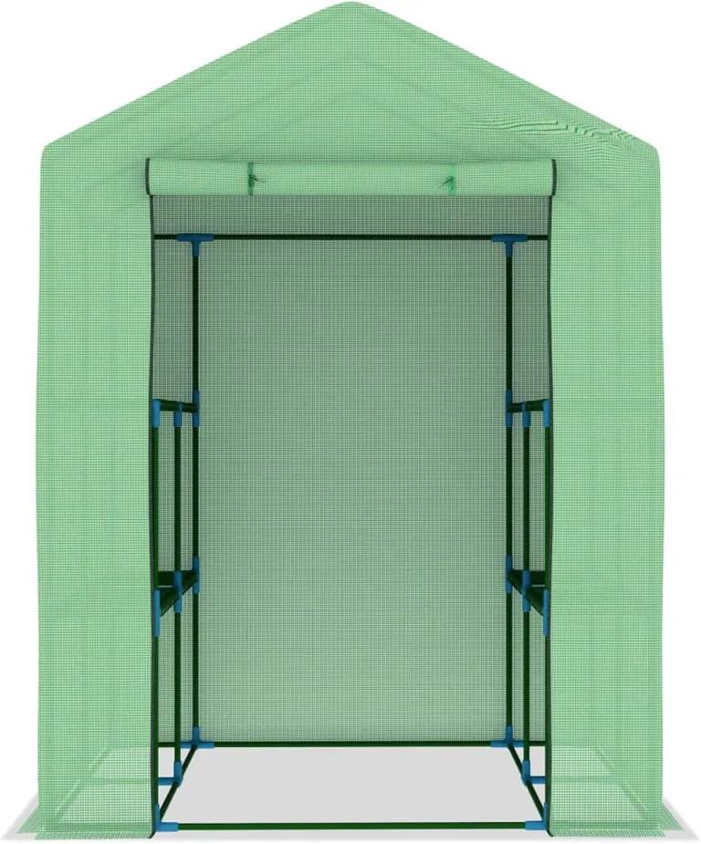 Gewächshaus mit Ablagen Stahl 143x143x195 cm, Frühbeet, Tomatenhaus, Treibhaus, Greenhouse, Garten Zubehör – Bild 4