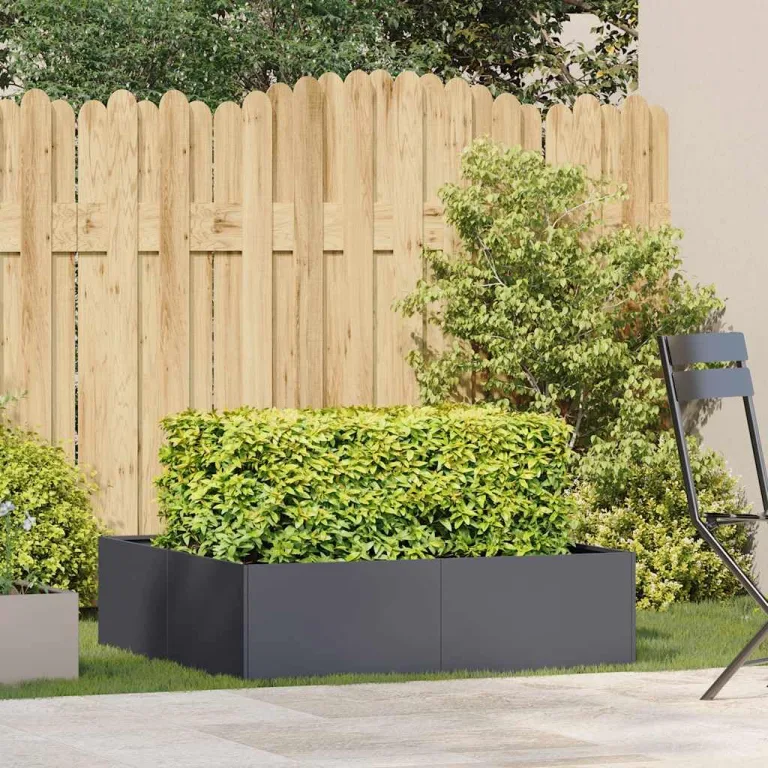 vidaXL Pflanzkübel Anthrazit 100x100x30 cm Stahl, Pflanzschale, Garten-Garten-Pflanzkübel, Outdoor-Pflanzgefäß, Hochbeet, Pflanzgefäß, Blumenkasten – Bild 2