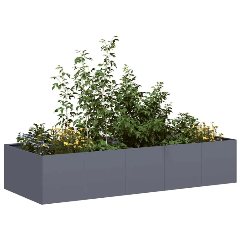 vidaXL Pflanzgefäß Anthrazit 200x80x40 cm Stahl, Pflanzschale, Garten-Garten-Pflanzkübel, Outdoor-Pflanzgefäß, Hochbeet, Pflanzgefäß, Blumenkasten – Bild 4