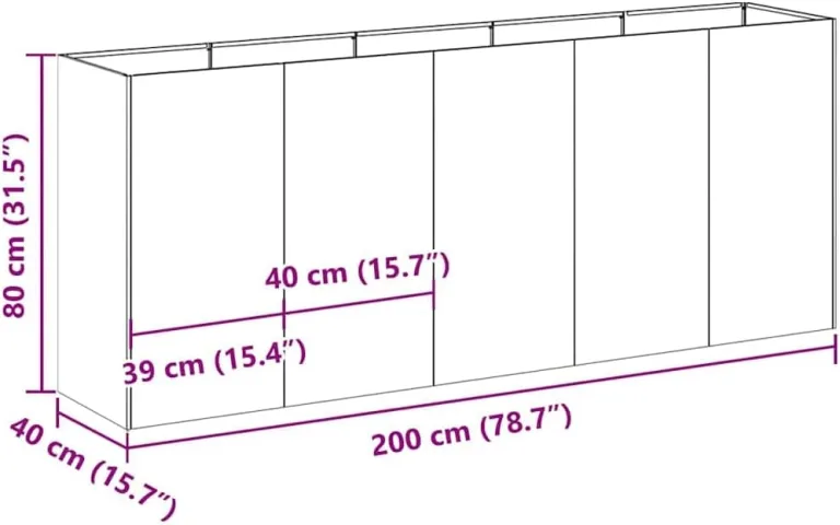 vidaXL Pflanzkübel Anthrazit 200x40x80 cm Kaltgewalzter Stahl, Pflanzschale, Garten-Garten-Pflanzkübel, Outdoor-Pflanzgefäß, Hochbeet, Pflanzgefäß – Bild 4