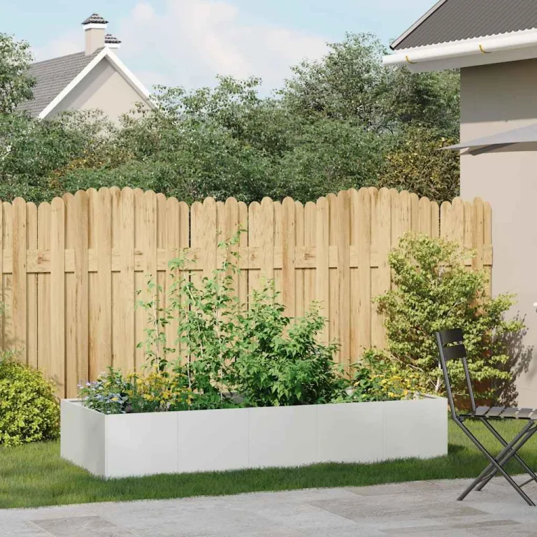vidaXL Pflanzgefäß Weiß 200x80x40 cm Stahl, Pflanzschale, Garten-Garten-Pflanzkübel, Outdoor-Pflanzgefäß, Hochbeet, Pflanzgefäß, Blumenkasten – Bild 2