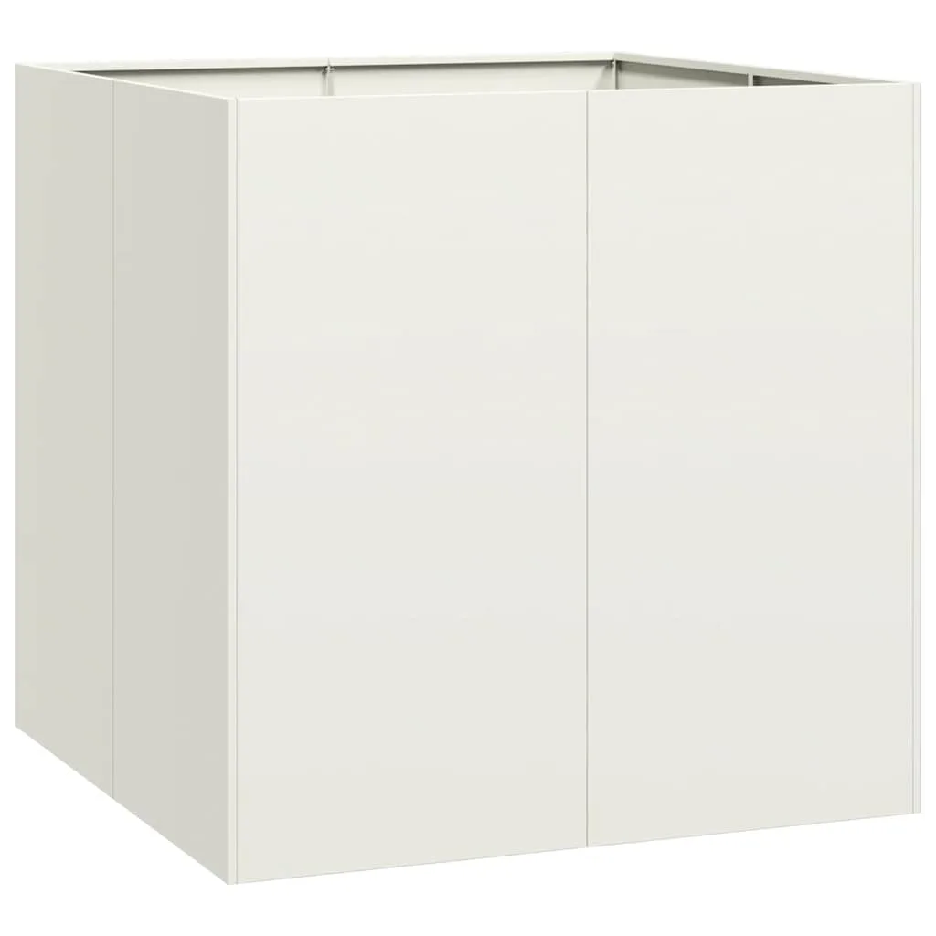 vidaXL Pflanzgefäß Weiß 80x80x80 cm Stahl, Pflanzschale, Garten-Garten-Pflanzkübel, Outdoor-Pflanzgefäß, Hochbeet, Pflanzgefäß, Blumenkasten - Bild 1