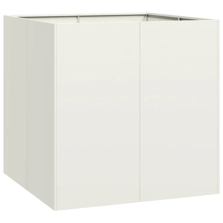 vidaXL Pflanzgefäß Weiß 80x80x80 cm Stahl, Pflanzschale, Garten-Garten-Pflanzkübel, Outdoor-Pflanzgefäß, Hochbeet, Pflanzgefäß, Blumenkasten – Bild 1
