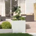 vidaXL Pflanzgefäß Weiß 80x80x80 cm Stahl, Pflanzschale, Garten-Garten-Pflanzkübel, Outdoor-Pflanzgefäß, Hochbeet, Pflanzgefäß, Blumenkasten - Thumbnail 2