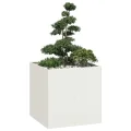 vidaXL Pflanzgefäß Weiß 80x80x80 cm Stahl, Pflanzschale, Garten-Garten-Pflanzkübel, Outdoor-Pflanzgefäß, Hochbeet, Pflanzgefäß, Blumenkasten - Thumbnail 4