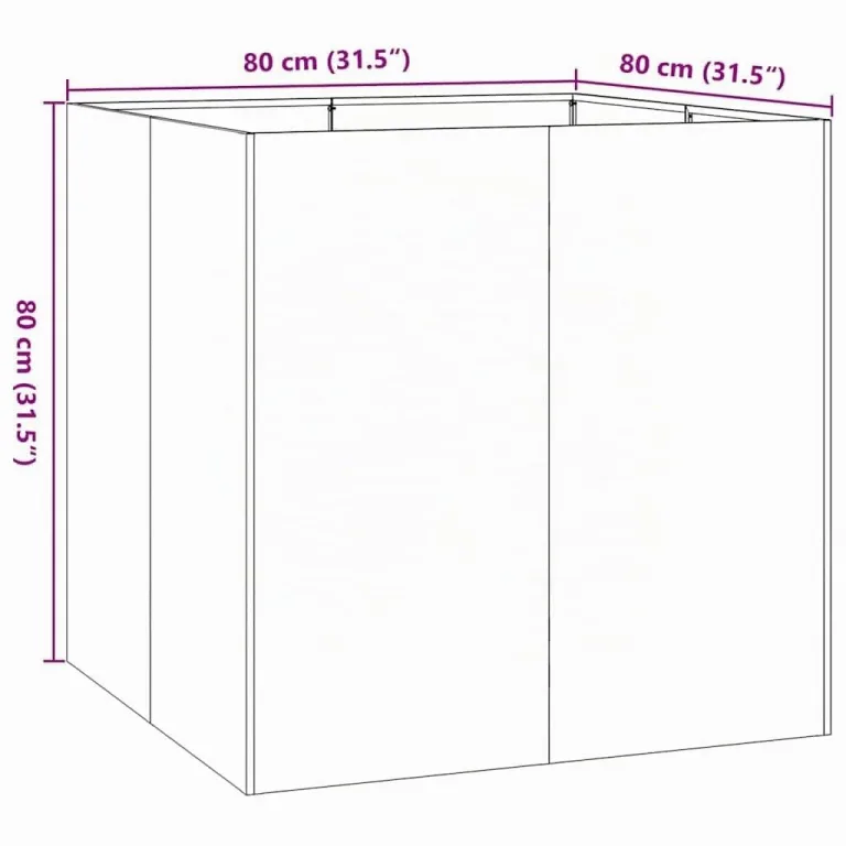 vidaXL Pflanzgefäß Olivgrün 80 x 80 x 80 cm aus Stahl, Pflanztopf, Pflanzenständer, Hochbeet, Blumenkasten, Pflanztablett – Bild 3