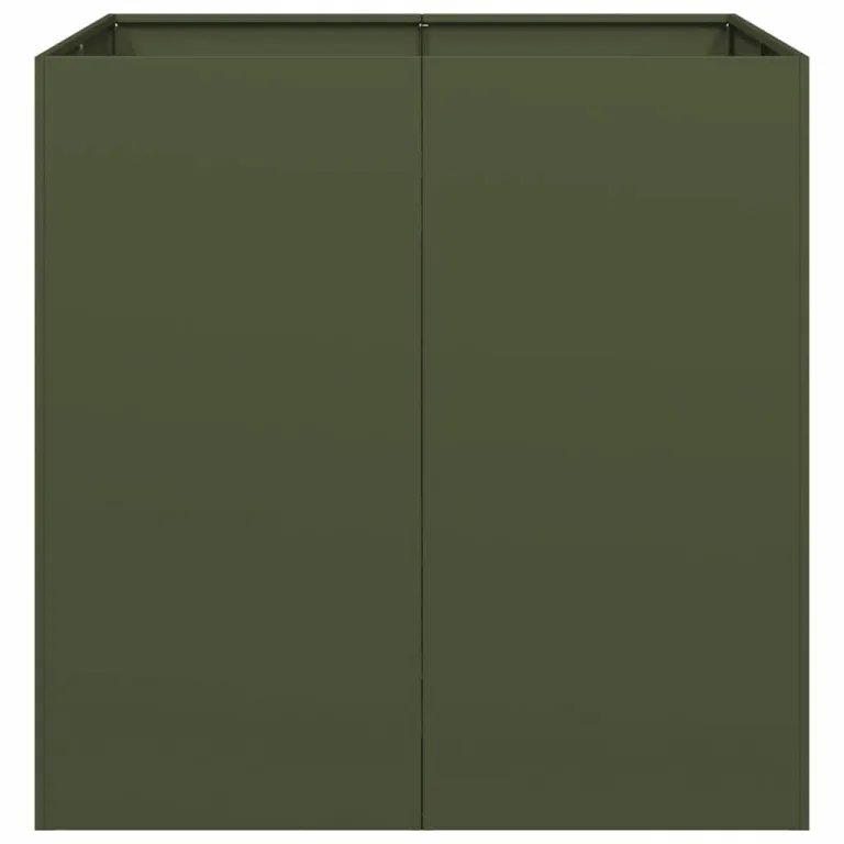 vidaXL Pflanzgefäß Olivgrün 80 x 80 x 80 cm aus Stahl, Pflanztopf, Pflanzenständer, Hochbeet, Blumenkasten, Pflanztablett – Bild 5