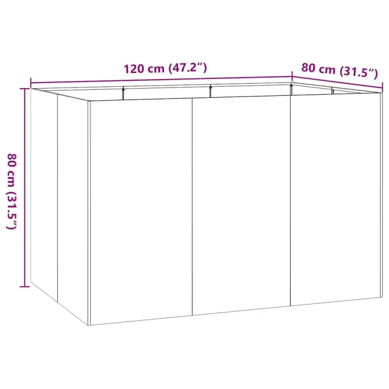 vidaXL Pflanzkübel Schwarz 120x80x80 cm Stahl, Pflanzschale, Garten-Garten-Pflanzkübel, Outdoor-Pflanzgefäß, Hochbeet, Pflanzgefäß, Blumenkasten – Bild 3