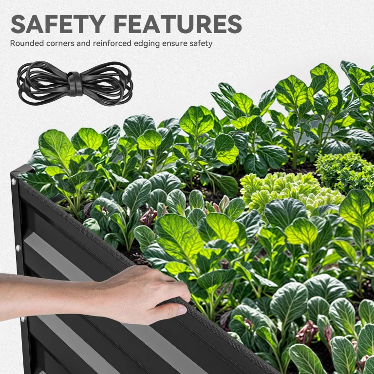 YITAHOME 2er-Set Hochbeet Metall 240x120x58cm, Hochbeete-Kit aus Verdicktem Zink-Aluminium-Magnesium-Edelstahl-Metall Hochbeete für Garten mit Stützstange & Handschuhe für Gemüse, Blumen (Schwarz) – Bild 4