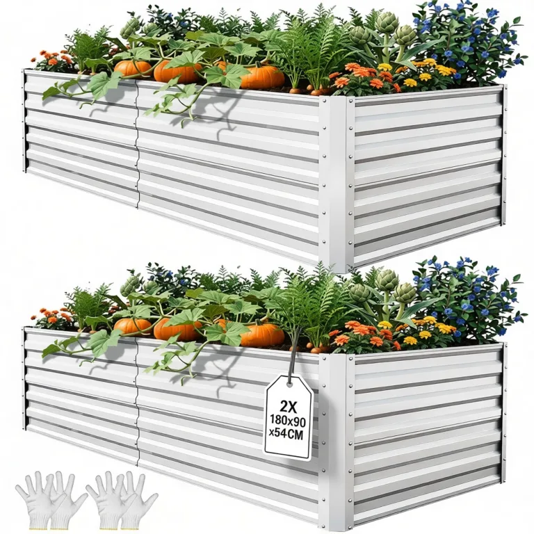 YITAHOME 2er-Set Hochbeet Metall 240x120x58cm, Hochbeete-Kit aus Verdicktem Zink-Aluminium-Magnesium-Edelstahl-Metall Hochbeete für Garten mit Stützstange & Handschuhe für Gemüse, Blumen (Schwarz) – Bild 10