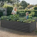 YITAHOME 2er-Set Hochbeet Metall 240x120x58cm, Hochbeete-Kit aus Verdicktem Zink-Aluminium-Magnesium-Edelstahl-Metall Hochbeete für Garten mit Stützstange & Handschuhe für Gemüse, Blumen (Schwarz) - Thumbnail 8
