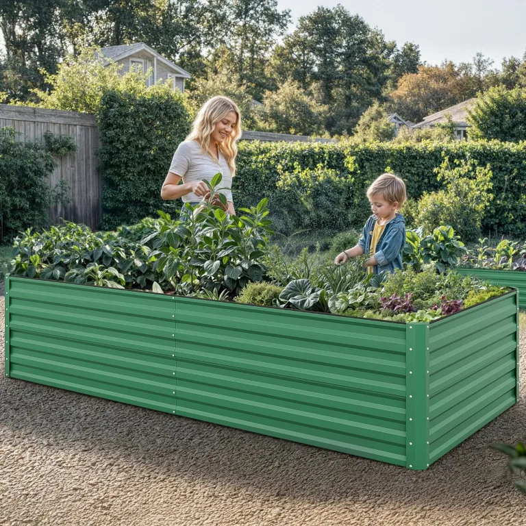 YITAHOME 2er-Set Hochbeet Metall 240x120x58cm, Hochbeete-Kit aus Verdicktem Zink-Aluminium-Magnesium-Edelstahl-Metall Hochbeete für Garten mit Stützstange & Handschuhe für Gemüse, Blumen (Grün) – Bild 4