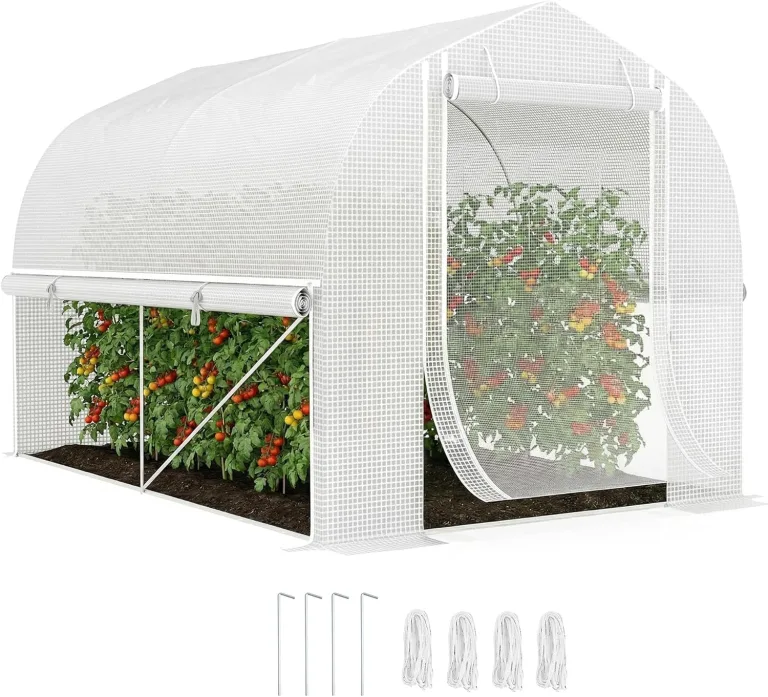Outsunny Gewächshaus 3 x 2 x 2 m Foliengewächshaus mit 4 Fenster & Tür, Aufrollbar Seitenwänden, UV-beständiger Folientunnel Tomatenhaus mit verzinkten Stahlrahmen, Weiß – Bild 1