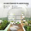 Outsunny Gewächshaus 3 x 2 x 2 m Foliengewächshaus mit 4 Fenster & Tür, Aufrollbar Seitenwänden, UV-beständiger Folientunnel Tomatenhaus mit verzinkten Stahlrahmen, Weiß - Thumbnail 4