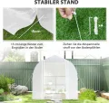 Outsunny Gewächshaus 3 x 2 x 2 m Foliengewächshaus mit 4 Fenster & Tür, Aufrollbar Seitenwänden, UV-beständiger Folientunnel Tomatenhaus mit verzinkten Stahlrahmen, Weiß - Thumbnail 6