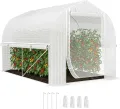 Outsunny Gewächshaus 3 x 2 x 2 m Foliengewächshaus mit 4 Fenster & Tür, Aufrollbar Seitenwänden, UV-beständiger Folientunnel Tomatenhaus mit verzinkten Stahlrahmen, Weiß - Thumbnail 1