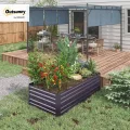 Outsunny Hochbeet aus Stahl, Pflanzbeet Frühbeet Gartenbeet Blumenkasten steckbar, Pflanzkasten Pflanzkübel Gemüsebeet 180x90x60cm für Garten Balkon Terrasse, Gartenspalier für Blumen, Pflanzen, Obst - Thumbnail 2