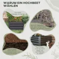 Outsunny Hochbeet aus Stahl, Pflanzbeet Frühbeet Gartenbeet Blumenkasten steckbar, Pflanzkasten Pflanzkübel Gemüsebeet 180x90x60cm für Garten Balkon Terrasse, Gartenspalier für Blumen, Pflanzen, Obst - Thumbnail 5
