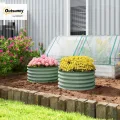 Outsunny 2er-Set Hochbeet aus Stahl, Pflanzbeet Frühbeet Gartenbeet Blumenkasten stapelbar, Pflanzkasten Gemüsebeet Ø60x30cm für Garten Balkon, Pflanzkübel für Blumen, Pflanzen, Gemüse - Thumbnail 2