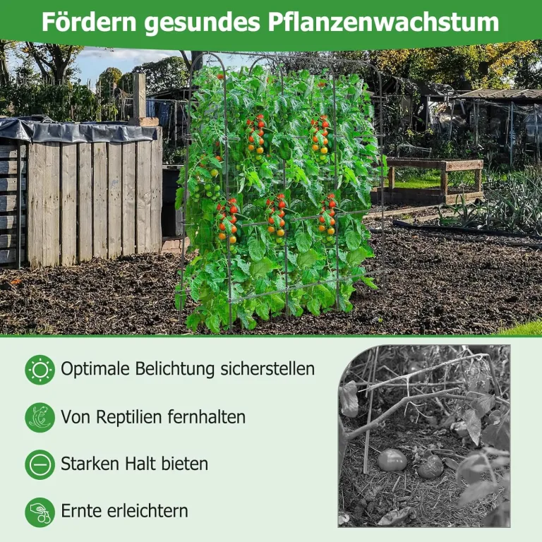 COSTWAY Gurke Rankgitter 180cm hoch, einstellbare Breite, Rankhilfe mit Ranknetz, Garten Gurkengitter Metall, Pflanzenspalier für Kletterpflanzen, Gitterspalier für Gurken Tomaten Efeu, inkl. Zubehör – Bild 8