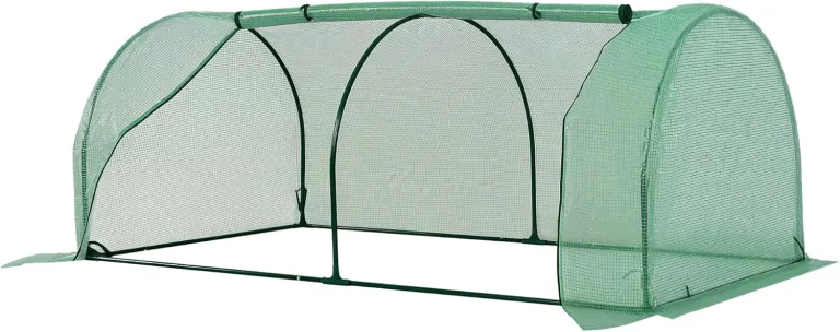 Outsunny Gewächshaus mit Rollfenster Winterfest Foliengewächshaus aus Stahl wasserabweisend Treibhaus für Balkon Garten Tomatenhaus mit UV Schutz 200x100x80cm Tomatengewächshaus für Gemüse Grün – Bild 1