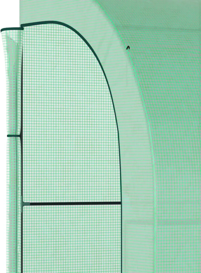 Outsunny Gewächshaus mit Regale Fenster, winterfest Foliengewächshaus aus Stahl, wandmontiert Treibhaus für Balkon, Garten, Tomatenhaus 300x150x213cm Tomatengewächshaus für Gemüse Blumen Pflanzen Grün – Bild 8