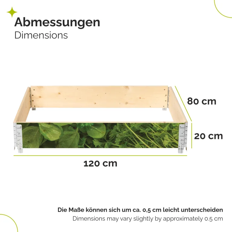 Garronda Holzaufsatzrahmen mit Print - Hochbeete für Pflanzen Blumen Kräuter Obst und Gemüse Aufbewahrungskiste aus Holz mit dekorativem Druck GD-0075 (120x80x20 cm, Pflanzenblätter 1St) – Bild 2