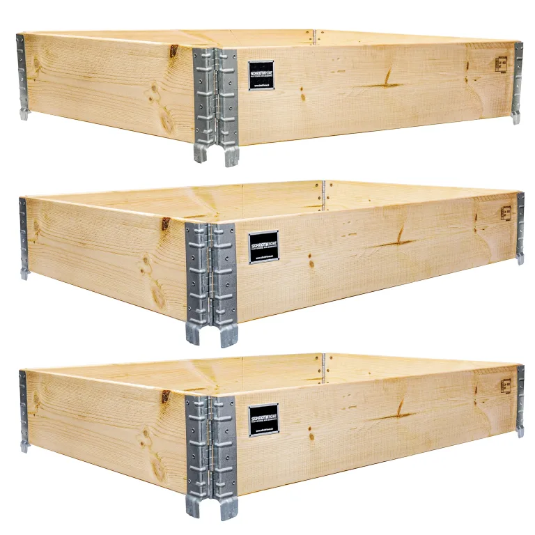 Schroth Home Hochbeet 120x80x20cm rechteckig 3 Stück - optional mit Rankhilfe- Palettenrahmen aus Holz - Hochbeet für Garten - faltbar - steckbar & stapelbar – Bild 2