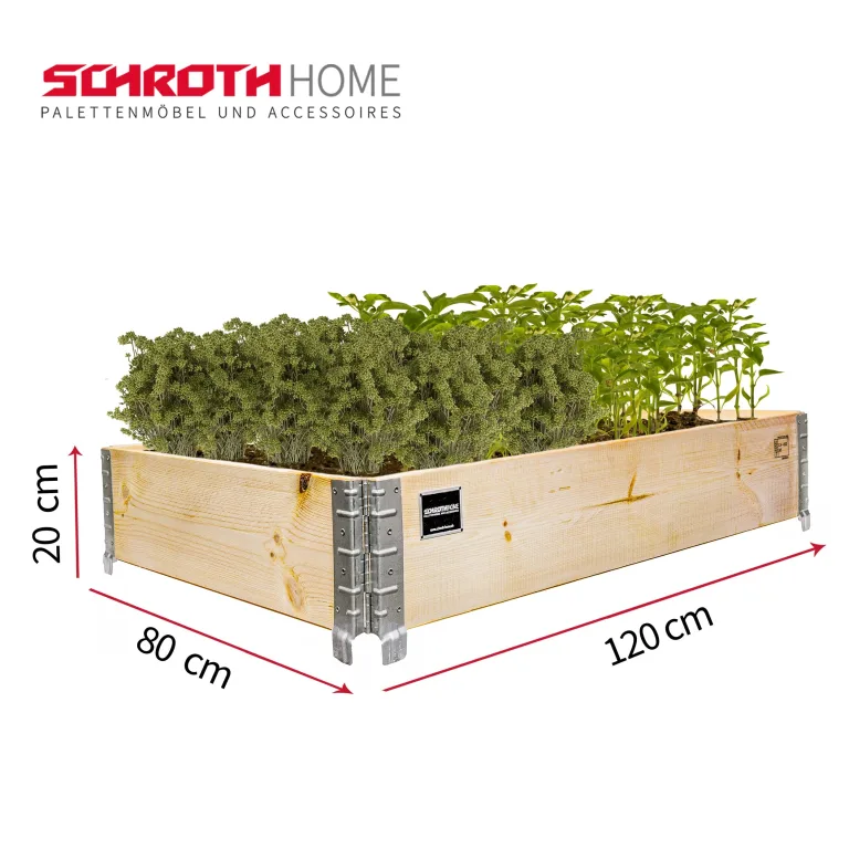Schroth Home Hochbeet 120x80x20cm rechteckig 3 Stück - optional mit Rankhilfe- Palettenrahmen aus Holz - Hochbeet für Garten - faltbar - steckbar & stapelbar – Bild 3