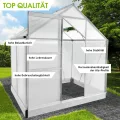 BRAST Gewächshaus Aluminium mit Fundament | 42 Modelle | 130x190x195cm - 490x250x235cm | TÜV geprüft | 6mm Hohlkammerplatten | rostfrei wetterfest temperaturbeständig | 130x190x195cm Silber - Thumbnail 4