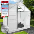 BRAST Gewächshaus Aluminium mit Fundament | 42 Modelle | 130x190x195cm - 490x250x235cm | TÜV geprüft | 6mm Hohlkammerplatten | rostfrei wetterfest temperaturbeständig | 130x190x195cm Silber - Thumbnail 3