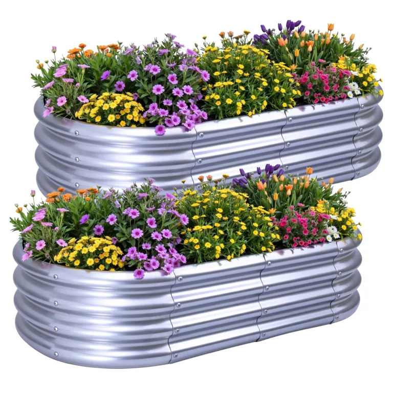 2 Stück Hochbeet Metall 240×120×29 cm Pflanzbeet Gartenbeet aus Verzinktem Stahl Pflanzkasten für Gemüse, Blumen, Kräuter, Oval, 240×120×29 cm (8x4x1 FT) 2Pcs Raised Bed – Bild 7