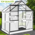 BRAST Gewächshaus Aluminium mit Fundament | 42 Modelle | 130x190x195cm - 490x250x235cm | TÜV geprüft | 6mm Hohlkammerplatten | rostfrei wetterfest temperaturbeständig | 130x190x195cm Grau - Thumbnail 4