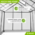 BRAST Gewächshaus Aluminium mit Fundament | 42 Modelle | 130x190x195cm - 490x250x235cm | TÜV geprüft | 6mm Hohlkammerplatten | rostfrei wetterfest temperaturbeständig | 130x190x195cm Grau - Thumbnail 8