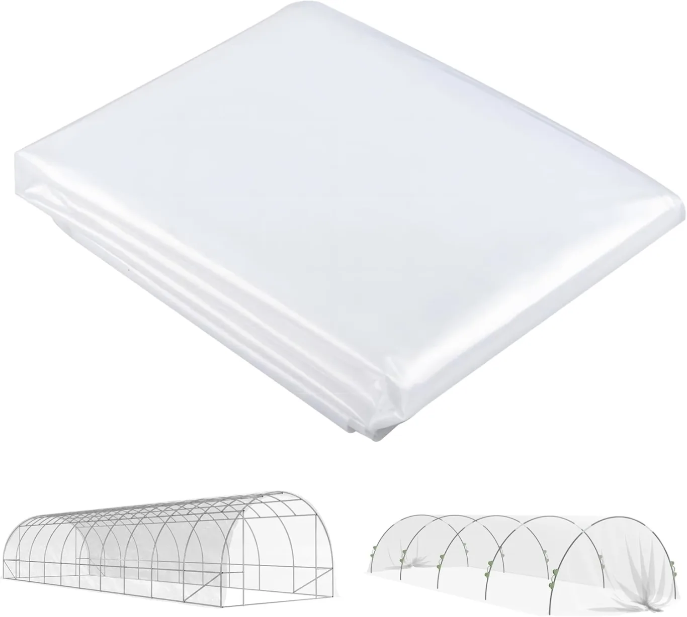 Outsunny Gewächshausfolie 6x10 m wasserdicht Gartenfolie mit UV Schutz, Extra Dick Reißfest Folie aus Kunststoff, Abdeckplane für Treibhaus Folientunnel, Tunnelfolie für Außenbereich Transparent - Bild 1