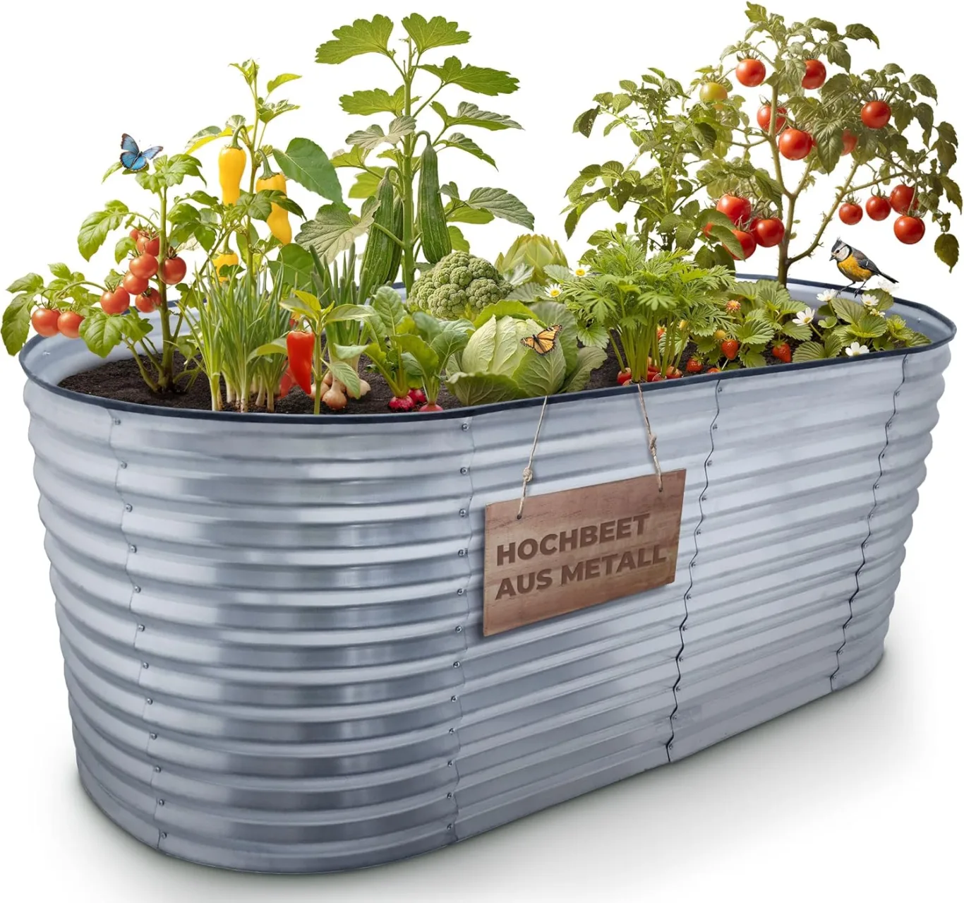 STREND PRO Hochbeet Metall 200x100x80cm (LxBxH) | Metall Hochbeete-kit für Garten Blech | Garten Beet aus verzinktem Stahl für Gemüse, Kräuter & Tomatenpflanzen | Stahl Pflanzkasten, Kräuterbeet - Bild 1
