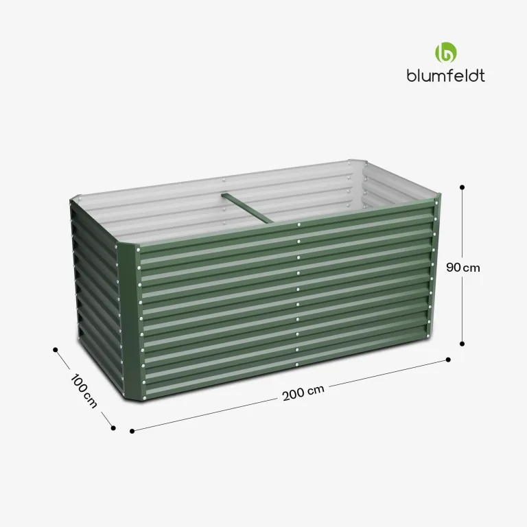 Blumfeldt High Grow Straight Hochbeet, Ergonomisches 1.800 L Rechteckiges Hochbeet Aus Wetterfestem Galvalume-Stahl Für Blumen, Kräuter & Gemüse – Rostbeständig, Offene Bodenstruktur, Einfacher Aufbau – Bild 7