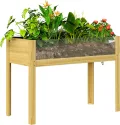 Outsunny Hochbeet mit Acrylplatten, erhöhtes Kräuterbeet mit Ablauflöcher, Pflanzkasten aus Holz, wetterbeständig Gemüsebeet, Gartenbeet, Pflanzbeet für Garten, Balkon, 110 x 50 x 80 cm Naturholz - Thumbnail 1