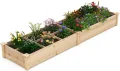 COSTWAY Hochbeet Holz, Gartenbeet mit 2 Pflanzkästen und Trennwänden, Kräuterbeet für Garten Balkon Hof Terrasse, Pflanzbeet Blumenbeet Tannenholz, 228 x 62 x 25 cm (Natur) - Thumbnail 1
