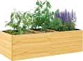 Outsunny Hochbeet aus Holz, Pflanzbeet Frühbeet mit 3 Pflanzzonen, Gartenbeet Blumenkasten, Pflanzkasten 140 x 60 x 40cm Gemüsebeet für Garten Balkon Terrasse, Pflanzkübel für Blumen, Pflanzen, Obst - Thumbnail 1