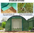 Outsunny Gewächshaus 6 x 3 x 2 m Foliengewächshaus mit 12 Fenster, Rolltüren, Aufrollbar Seitenwänden, UV-beständiger Folientunnel, Winterfest Tomatenhaus mit Erdanker, Grün - Thumbnail 8