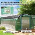 Outsunny Gewächshaus 6 x 3 x 2 m Foliengewächshaus mit 12 Fenster, Rolltüren, Aufrollbar Seitenwänden, UV-beständiger Folientunnel, Winterfest Tomatenhaus mit Erdanker, Grün - Thumbnail 4