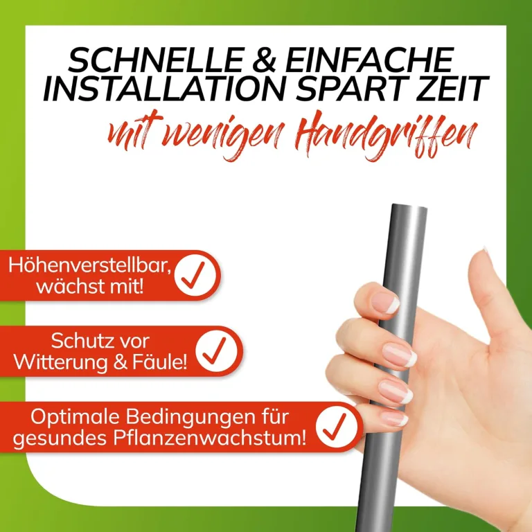 bellissa – Tomatendach höhenverstellbar von 125-185 cm mit regendichtem Aluminiumgewebe - Plastikfreies Pflanzenschutzdach für Tomaten, Gurken, Bohnen – Überdachung gegen Starkregen & Braunfäule – Bild 4